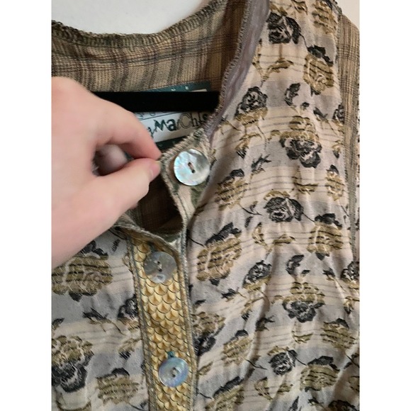 Nothing Matches Patchwork Floral Button Oversized Tunic Top Medium Boho Scandi - Picture 4 of 8